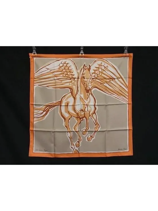 Hermes Libre Comme Pegase Carre 90 Silk Scarf Orange